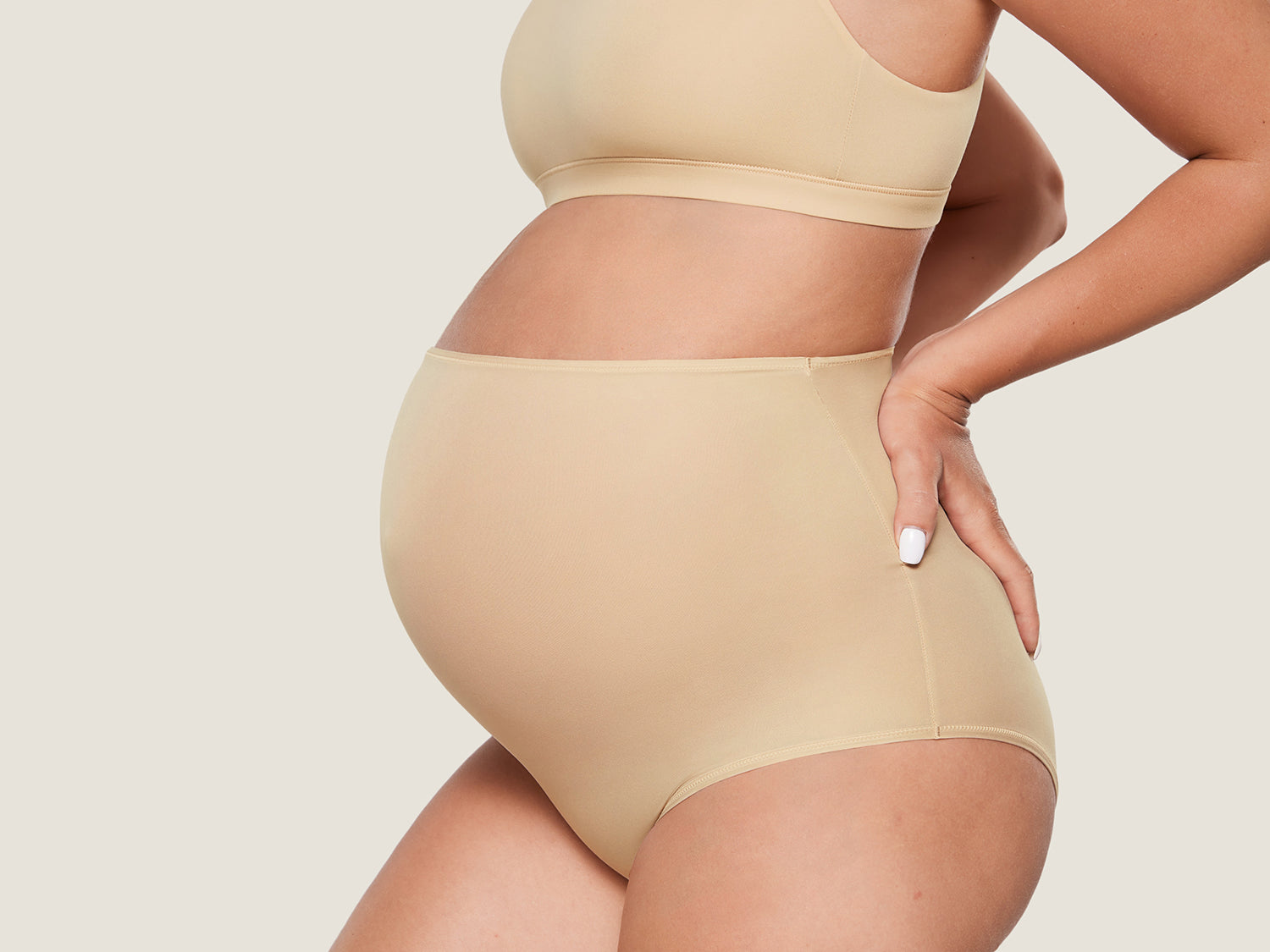 Women's High Waist Full Coverage Maternity Panties 2 Pack Light Oatmeal (2pack) @model_info:SHOPIFY3