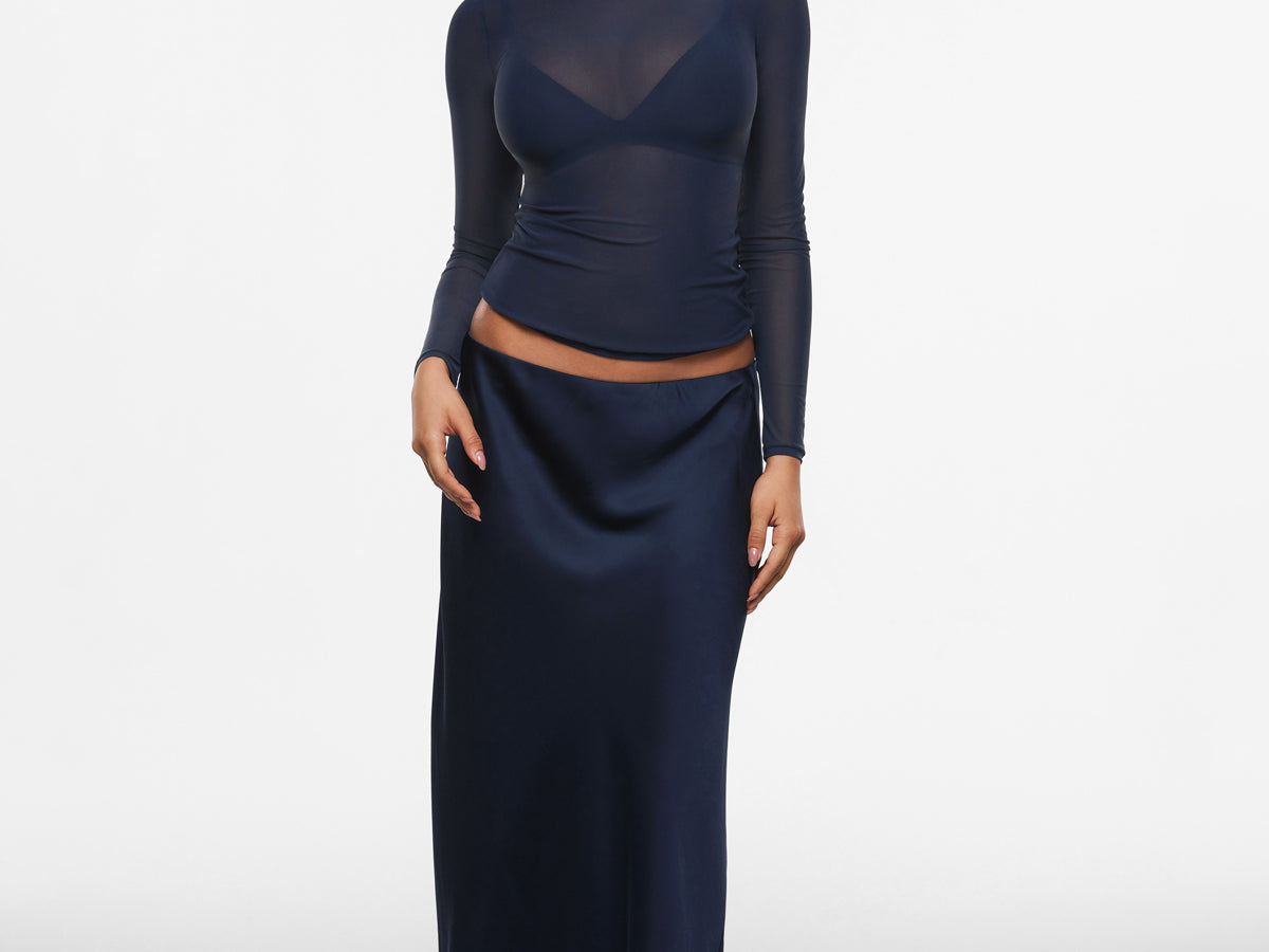 INLYRIC Women's Cosnufy® Mesh Sheer Long Sleeve Top Twilight Blue