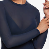 INLYRIC Women's Cosnufy® Mesh Sheer Long Sleeve Top Twilight Blue