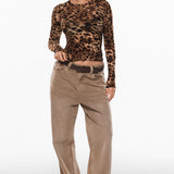 INLYRIC Women's Cosnufy® Mesh Sheer Long Sleeve Top Wildland Leopard