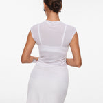INLYRIC Cosnufy® Sheer Mesh Mock Neck Tank Top Snow White