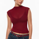 INLYRIC Cosnufy® Sheer Mesh Mock Neck Tank Top Andorra