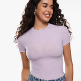 Women's Single Layer Basic Short Sleeve Top - Crew Neck Orchid Hush