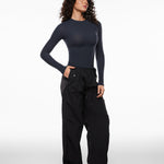 Women's Single-Layer Basic Long Sleeve Shirts True Navy