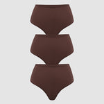 Women's Cozy High Waisted Thongs 3 Pack Hazelnut (3pack)