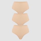 Women's Cozy High Waisted Thongs 3 Pack Warm Beige (3pack)