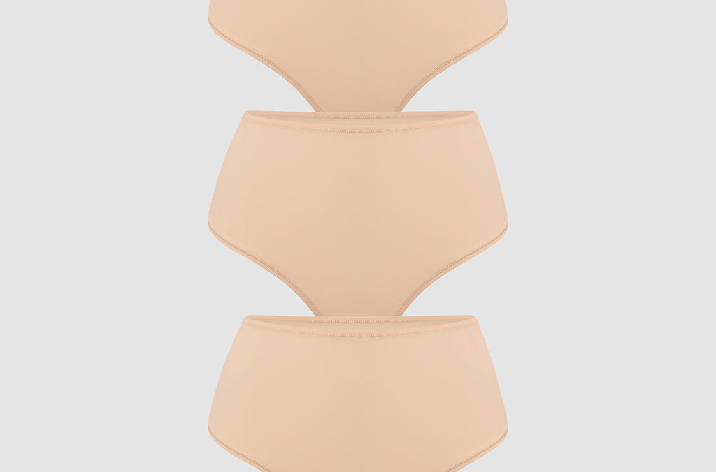 Women's Cozy High Waisted Thongs 3 Pack Warm Beige (3pack)