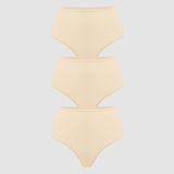 Women's Cozy High Waisted Thongs 3 Pack Light Oatmeal (3pack)