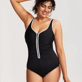 Women's Zipper One Piece Swimsuit Black