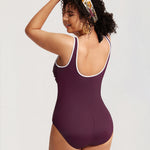 Women's Zipper One Piece Swimsuit Dark Red