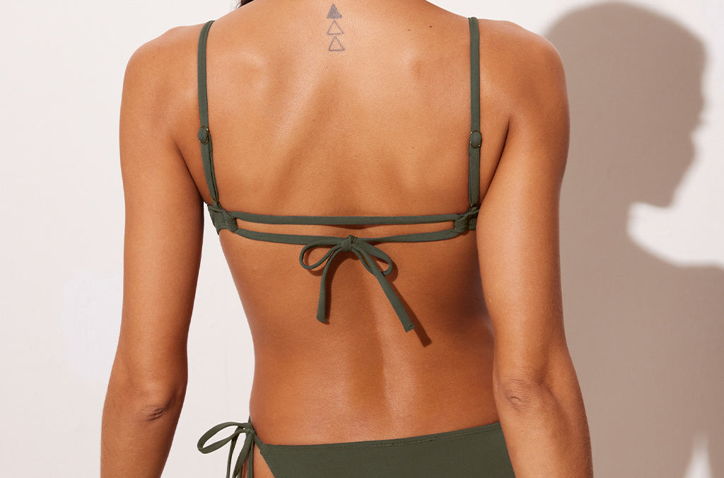 Women's One Piece Strappy Backless Swimsuit Dark Olive