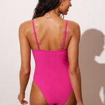 Women's Ribbed One Piece Underwire Swimsuit Rose Violet @model_info:ES2