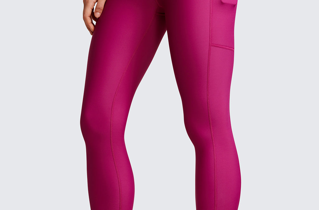 CRZ YOGA Women's Fleece Lined Leggings with Pockets 25'' Milky White