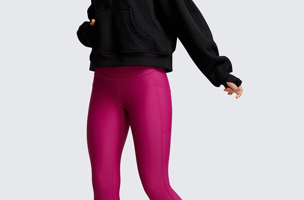 CRZ YOGA Women's Fleece Lined Leggings with Pockets 25'' Milky White