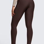 CRZ YOGA Women's Fleece Lined Leggings with Pockets 25'' Milky White