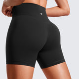 CRZ YOGA Women's High Rise Butterluxe V Cross Waist Biker Shorts 5'' Grey Sage