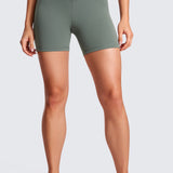 CRZ YOGA Women's High Rise Butterluxe V Cross Waist Biker Shorts 5'' Grey Sage