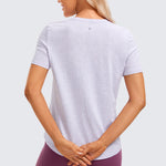 Women's Pima Cotton Classic Short Sleeve Shirts purple gray