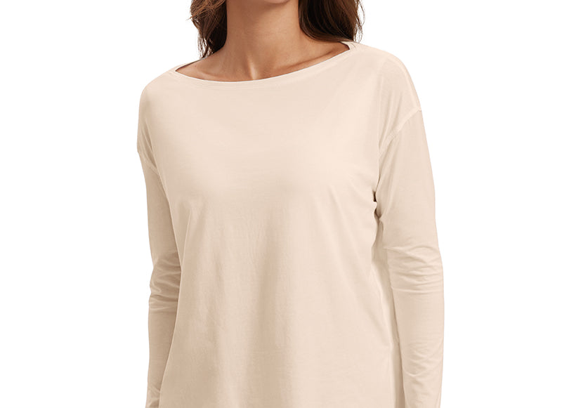 Women's Pima Cotton Boat Neck Long Sleeve Shirts Tie Dye Smoke Ink