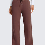 CRZ YOGA Women's Cotton Fleece Lined Sweatpants 30" Dark Red 2