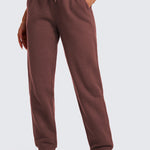 CRZ YOGA Women's Cotton Fleece Lined Sweatpants 28" Taupe