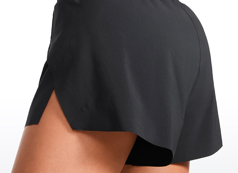 CRZ YOGA Women's Running Feathery-Fit Soft Spilt Quick Dry Lined Shorts Black
