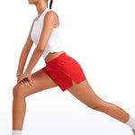 CRZ YOGA Women's Running Feathery-Fit Soft Spilt Quick Dry Lined Shorts Deep Red