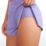 CRZ YOGA Women's Running Feathery-Fit Soft Spilt Quick Dry Lined Shorts Dark Lavender Purple