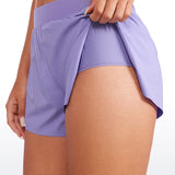 CRZ YOGA Women's Running Feathery-Fit Soft Spilt Quick Dry Lined Shorts Dark Lavender Purple