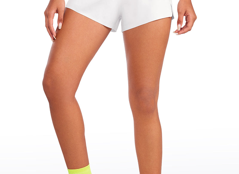 CRZ YOGA Women's Running Feathery-Fit Soft Spilt Quick Dry Lined Shorts White