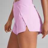 CRZ YOGA Women's Running Feathery-Fit Soft Spilt Quick Dry Lined Shorts Vita Pink