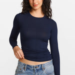 SOULVOR Long Sleeve Crew Neck T-Shirt Deep Ocean Blue