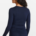 SOULVOR Long Sleeve Crew Neck T-Shirt Deep Ocean Blue