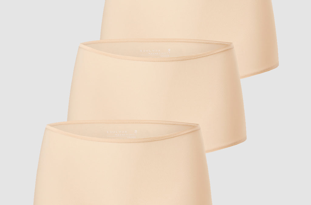Women's Stretchy Mid Waist Boy Shorts 3 Pack Beige (3pack)