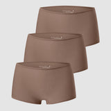 Women's Stretchy Mid Waist Boy Shorts 3 Pack Brown Purple (3pack)
