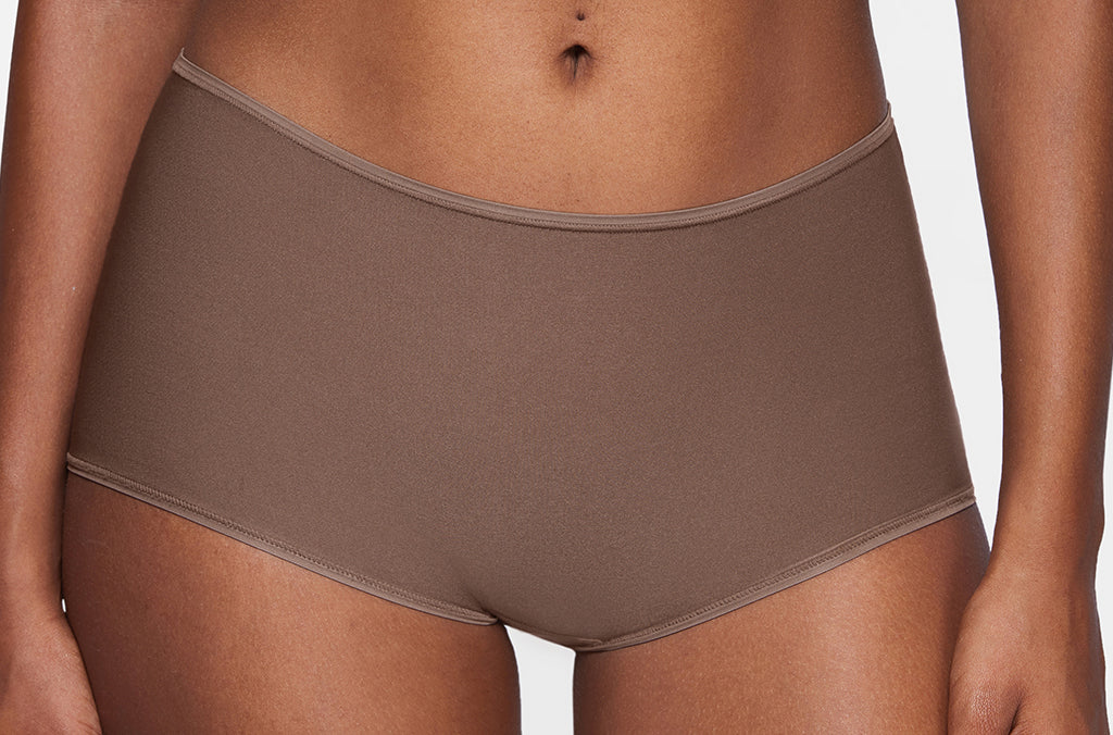 Women's Stretchy Mid Waist Boy Shorts 3 Pack Brown Purple (3pack)