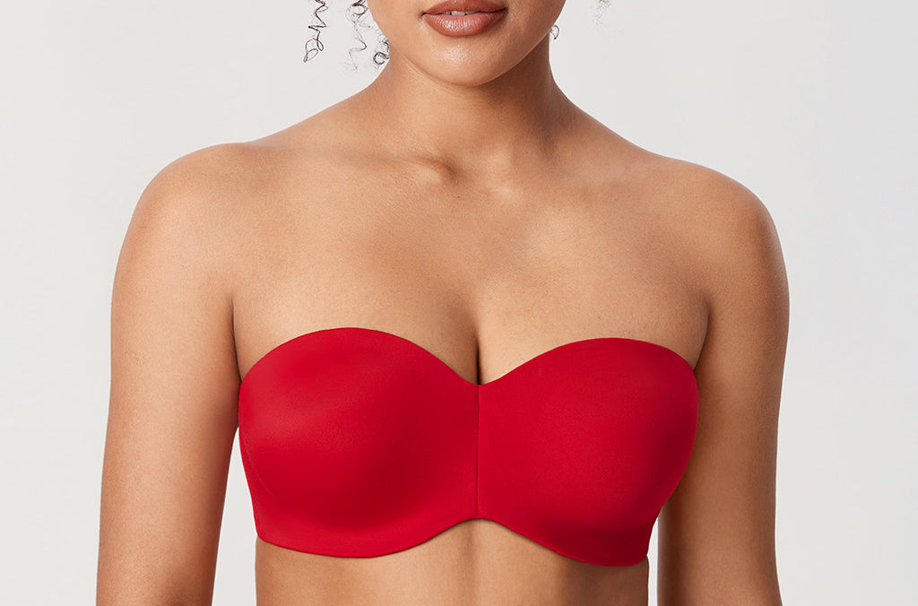 Women's Underwire Strapless Bra Lipstick Red @model_info:ES1