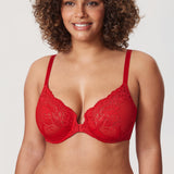 Women's Vintage Lace Front Closure Bra Lipstick Red