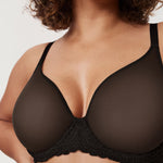 Women's Vintage Lace Sheer Mesh Bra Black