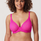 Women's Vintage Lace Sheer Mesh Bra Glitter Pink
