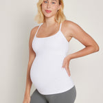 Women's Y Back Maternity Tank - Ruched Sides Black
