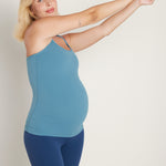 Women's Y Back Maternity Tank - Ruched Sides White