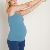 Women's Y Back Maternity Tank - Ruched Sides White