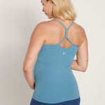 Women's Y Back Maternity Tank - Ruched Sides White