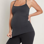 Women's Y Back Maternity Tank - Ruched Sides Blue Ashes