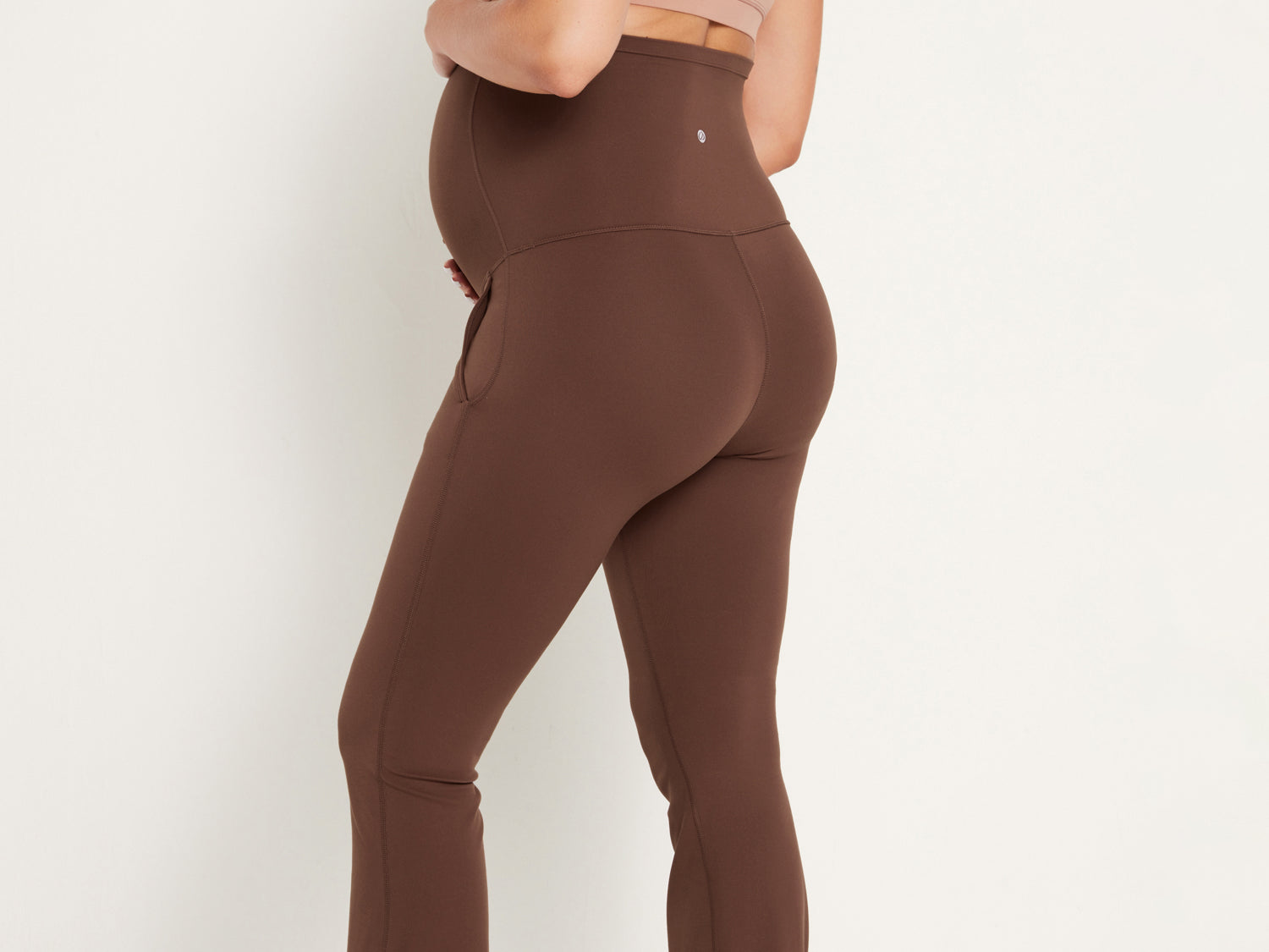 Women's Maternity Flare Leggings with Pockets 31" Coffee Brown