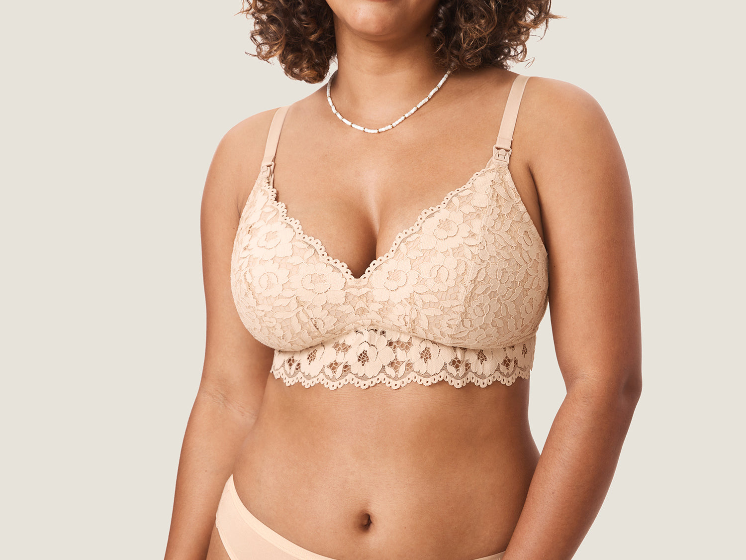 Women's Supportive Lace Nursing Bralette Beige